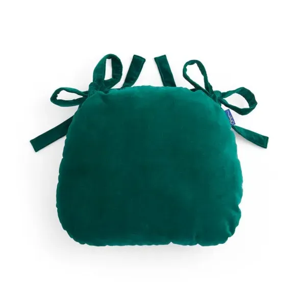 Bow Seat Pad with Ties - Green, Cotton