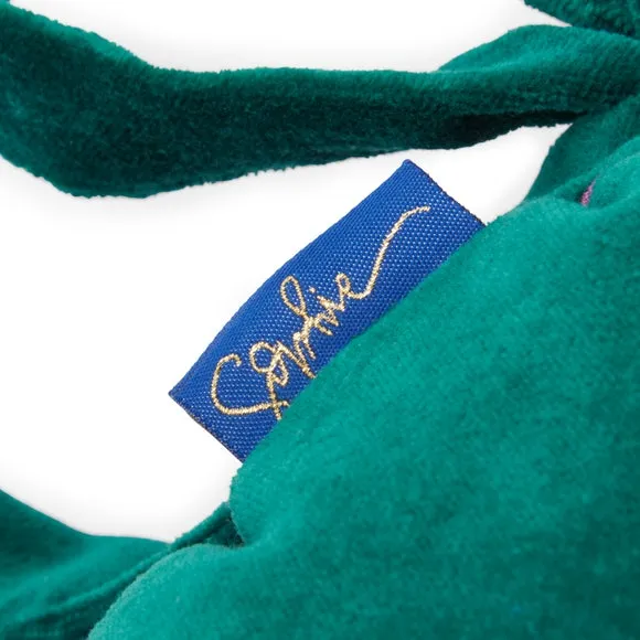 Bow Seat Pad with Ties - Green, Cotton