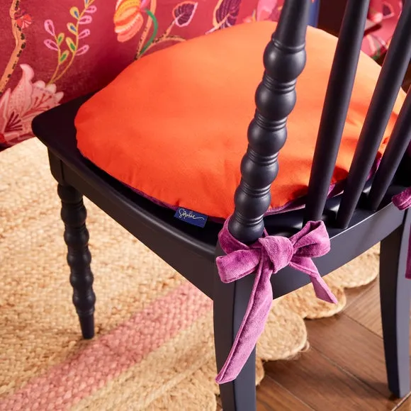 Bow Seat Pad with Ties - Pink, Cotton