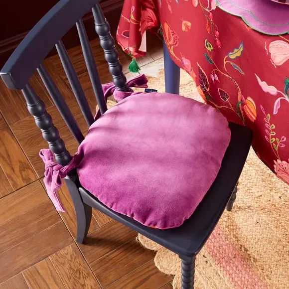 Bow Seat Pad with Ties - Pink, Cotton