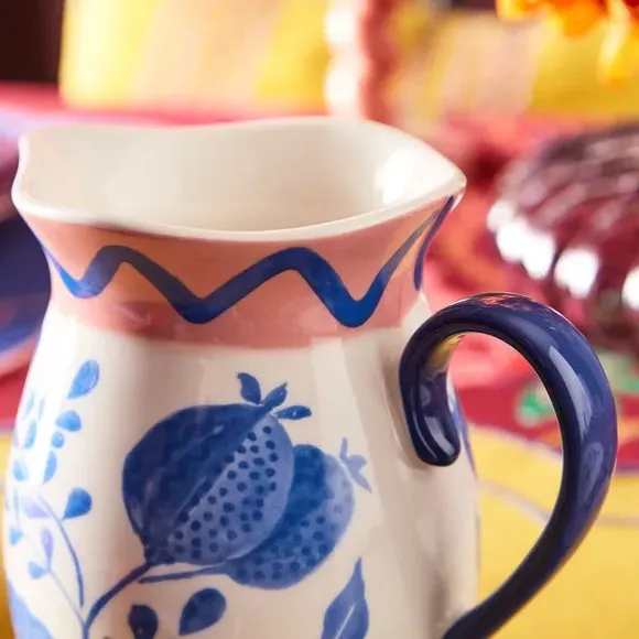 Ceramic Jug with Floral Motif - Cobalt, Fine China