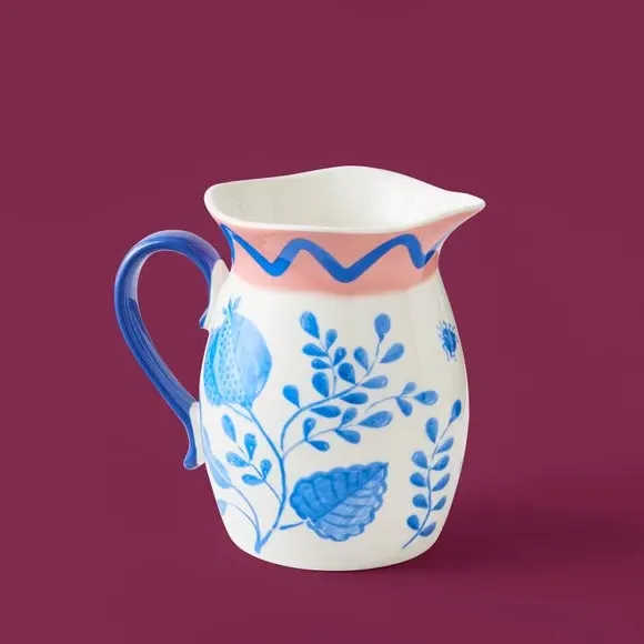 Ceramic Jug with Floral Motif - Cobalt, Fine China