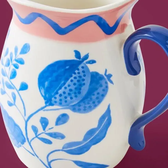 Ceramic Jug with Floral Motif - Cobalt, Fine China