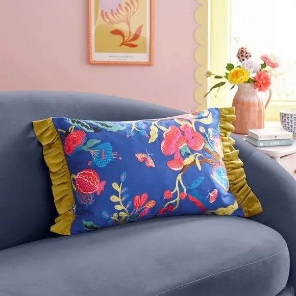 Crewel Cushion with Zip Closure - Multicolor, Cotton image