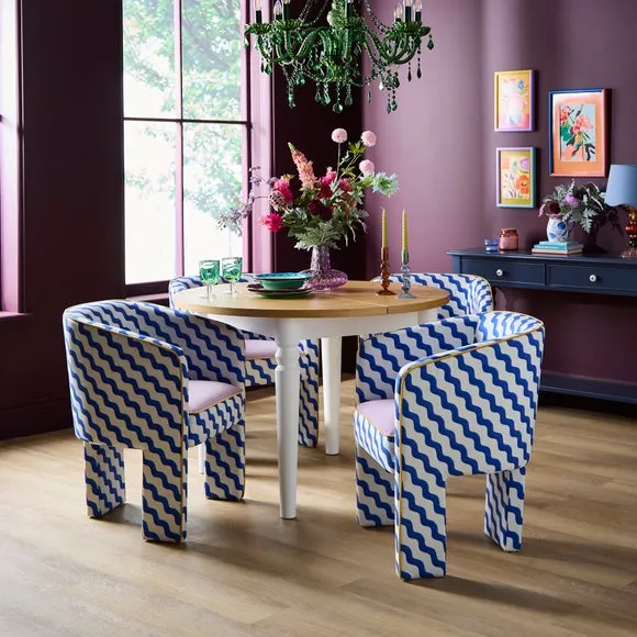 Dining Chair with Cushioned Seat - Blue, Fabric