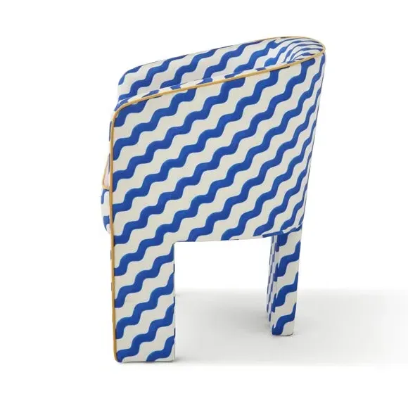 Dining Chair with Cushioned Seat - Blue, Fabric
