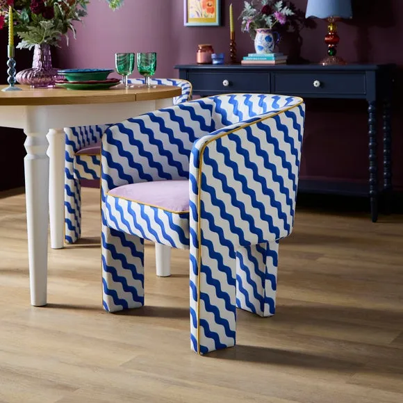 Dining Chair with Cushioned Seat - Blue, Fabric image