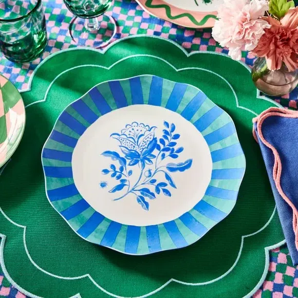 Dinner Plate with Floral Design - Cobalt, China