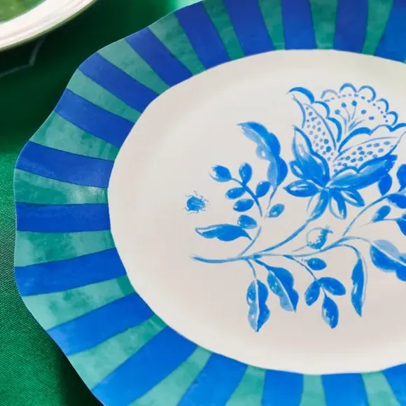 Dinner Plate with Floral Design - Cobalt, China