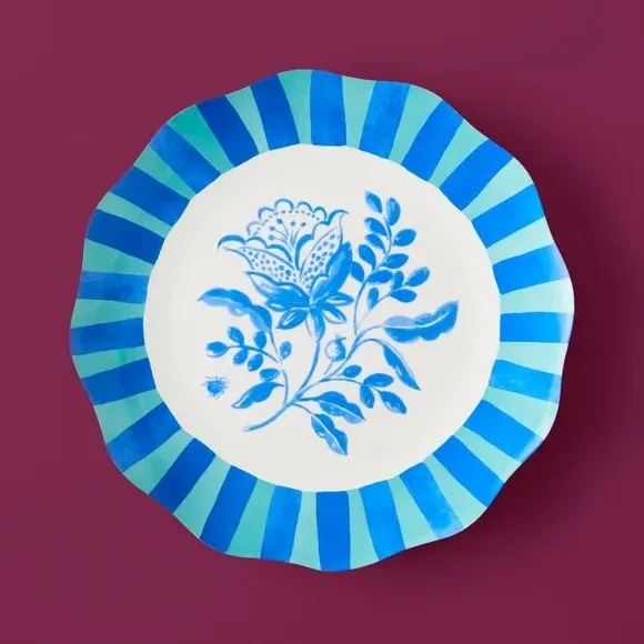 Dinner Plate with Floral Design - Cobalt, China