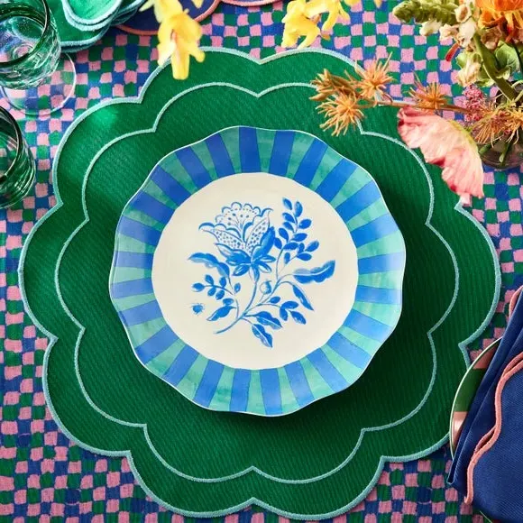 Dinner Plate with Floral Design - Cobalt, China image