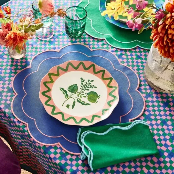Dinner Plate with Floral Design - Coral, Fine China