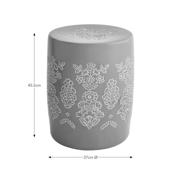 Drum Side Table with Glazed Design - Watermelon, Ceramic