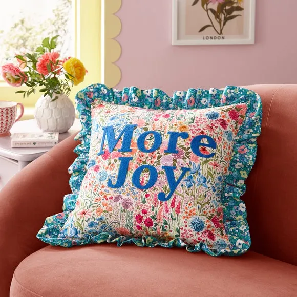 Embroidered Cushion with Zip - Multicolor, Cotton image