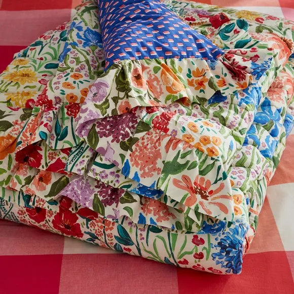 Floral Bedspread Reversible - Multicolor, Cotton