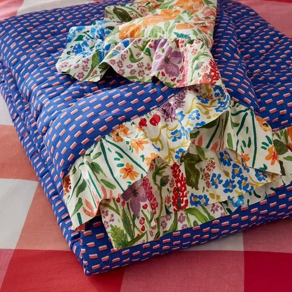 Floral Bedspread Reversible - Multicolor, Cotton