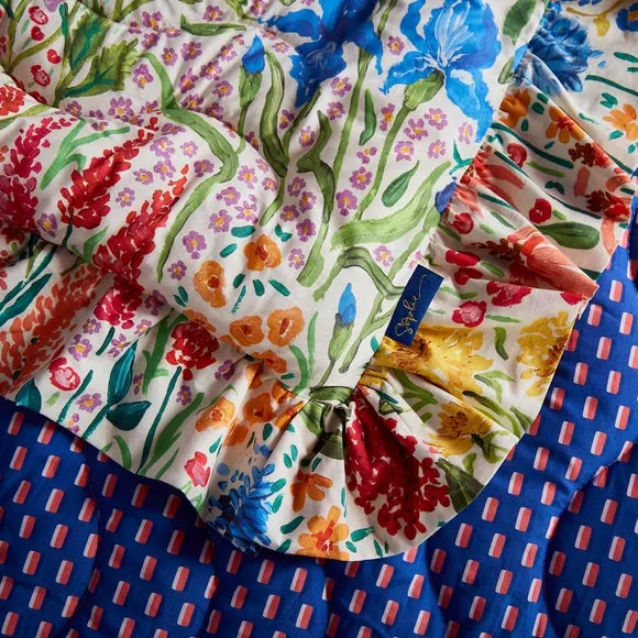 Floral Bedspread Reversible - Multicolor, Cotton