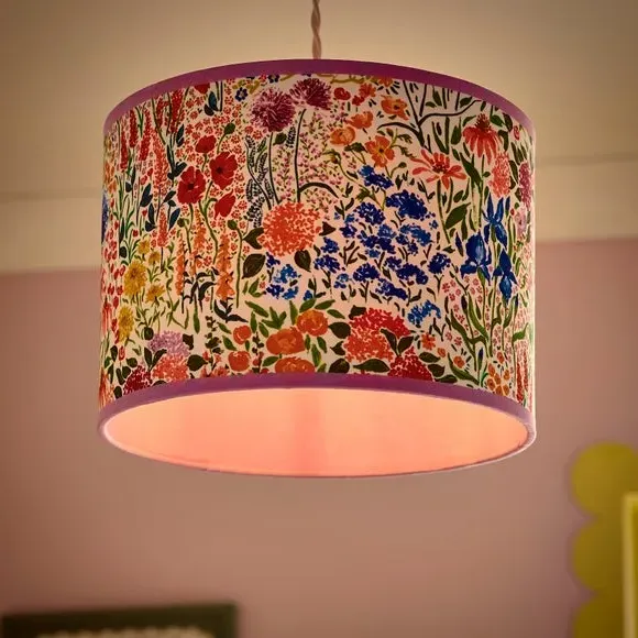 Floral Lamp Shade with Reversible Frame - Multicolor