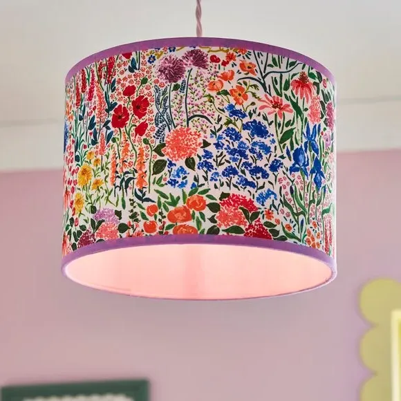 Floral Lamp Shade with Reversible Frame - Multicolor image