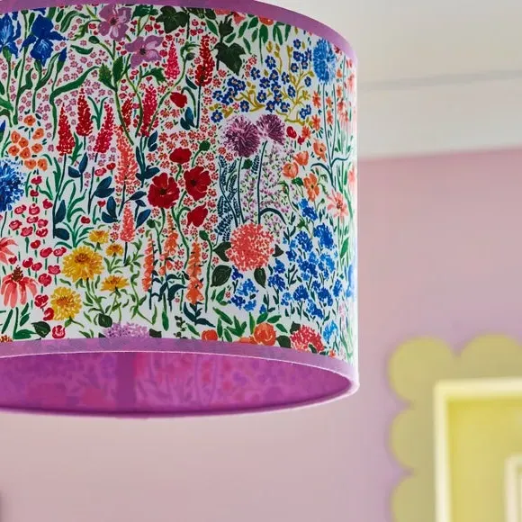 Floral Lamp Shade with Reversible Frame - Multicolor