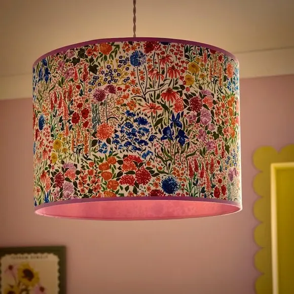 Floral Lamp Shade with Reversible Frame - Multicolor