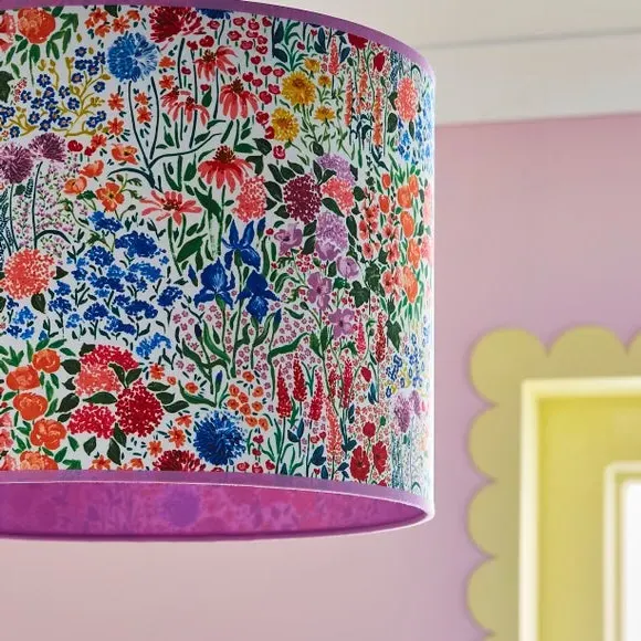 Floral Lamp Shade with Reversible Frame - Multicolor