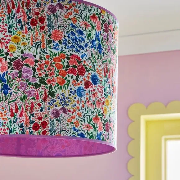 Floral Lamp Shade with Reversible Frame - Multicolor