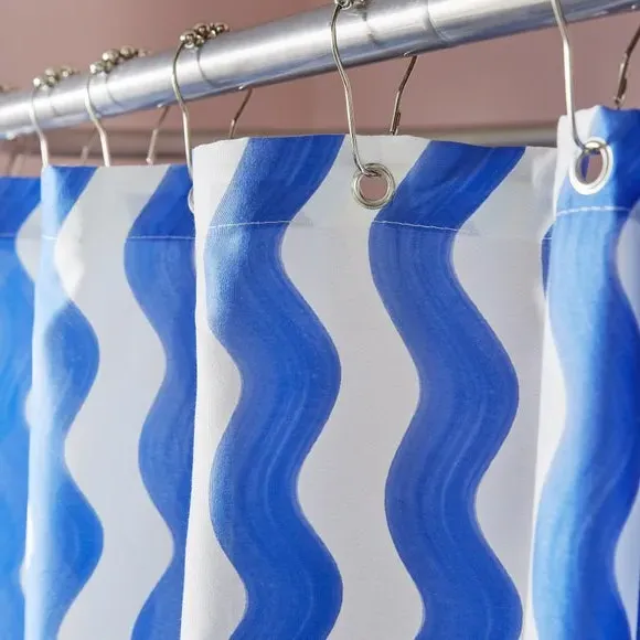 Floral Shower Curtain - Turquoise, Fabric