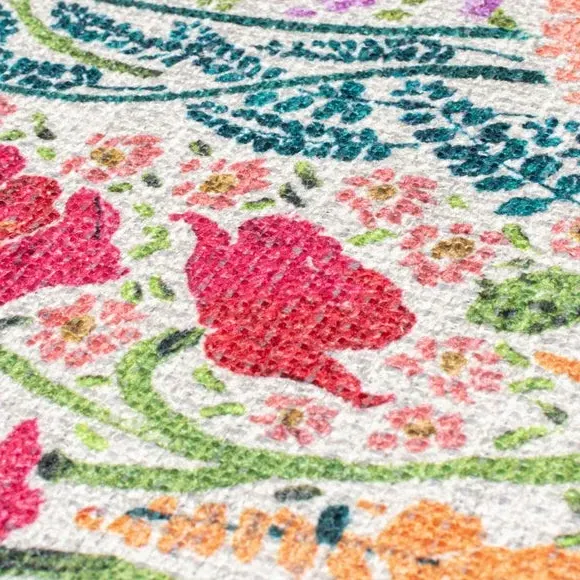 Floral Washable Rug - Multicoloured, Cotton
