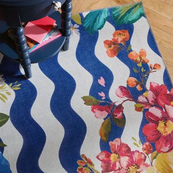 Floral Washable Rug - Multicoloured, Mixed Fibres