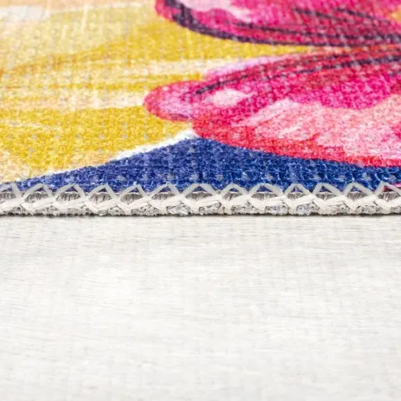 Floral Washable Rug - Multicoloured, Mixed Fibres