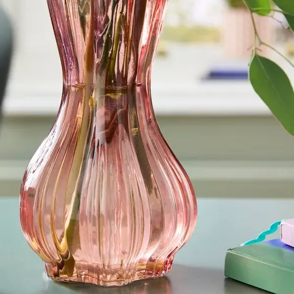 Fluted Glass Vase - Clementine, Glass
