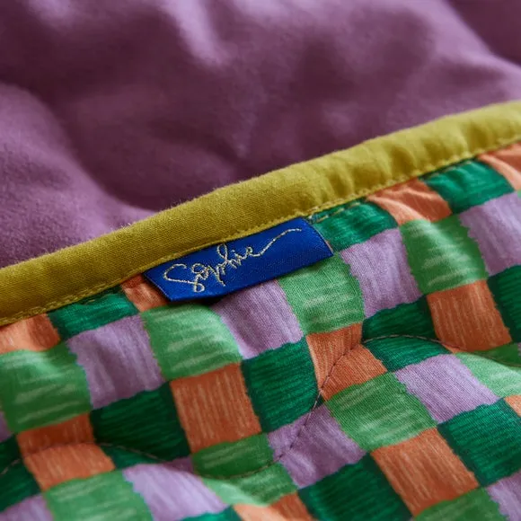 Geometric Bedspread Reversible - Lilac, Cotton