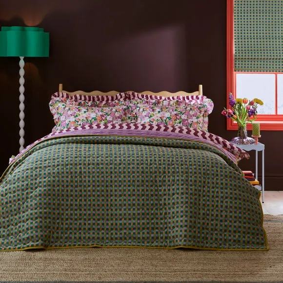 Geometric Bedspread Reversible - Lilac, Cotton image