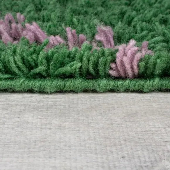 Geometric Shaggy Rug with Fringe - Multicoloured, Wool