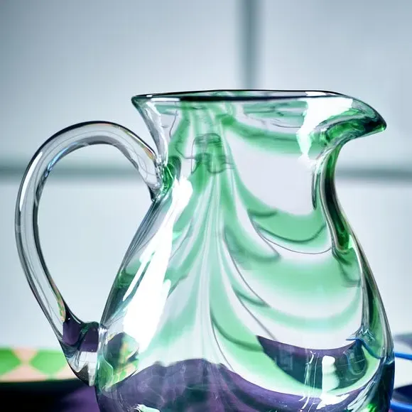 Glass Jug with Ripple Finish - Jade