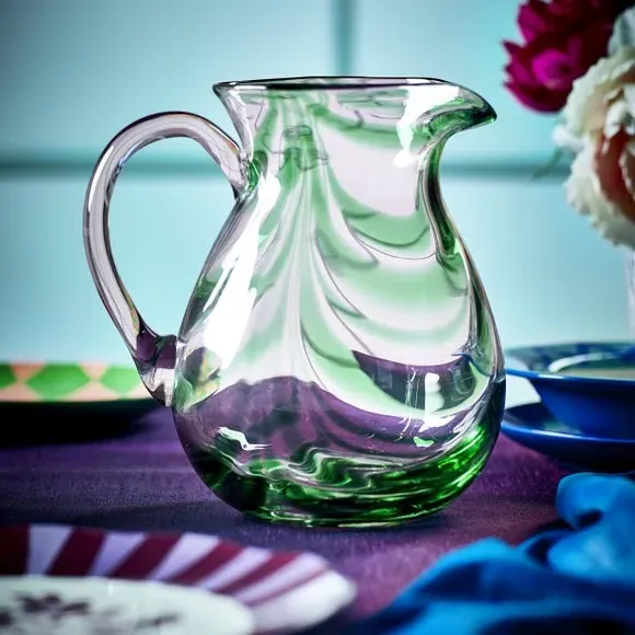 Glass Jug with Ripple Finish - Jade image