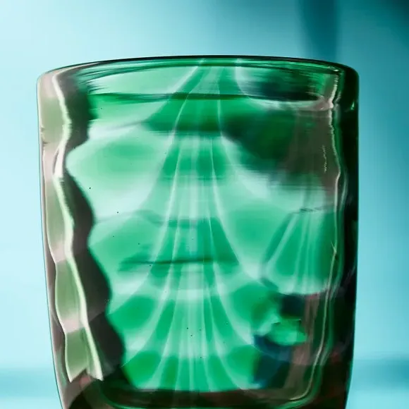 Glass Tumbler with Ripple Texture - Green