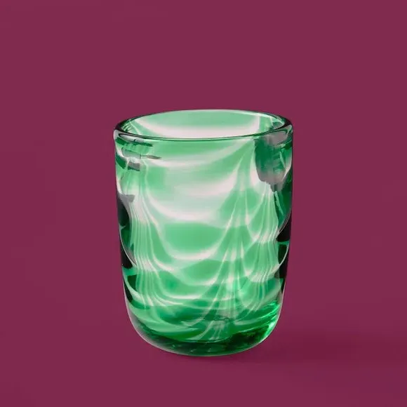 Glass Tumbler with Ripple Texture - Green