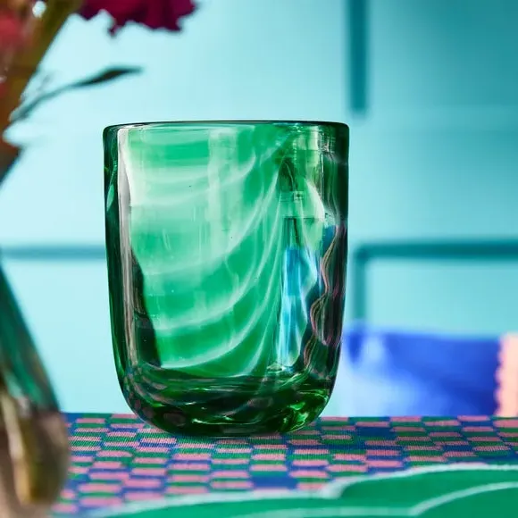 Glass Tumbler with Ripple Texture - Green image