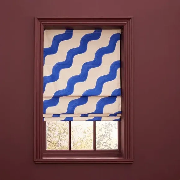 Hazy Wave Blackout Roman Blind - Cobalt, Cotton