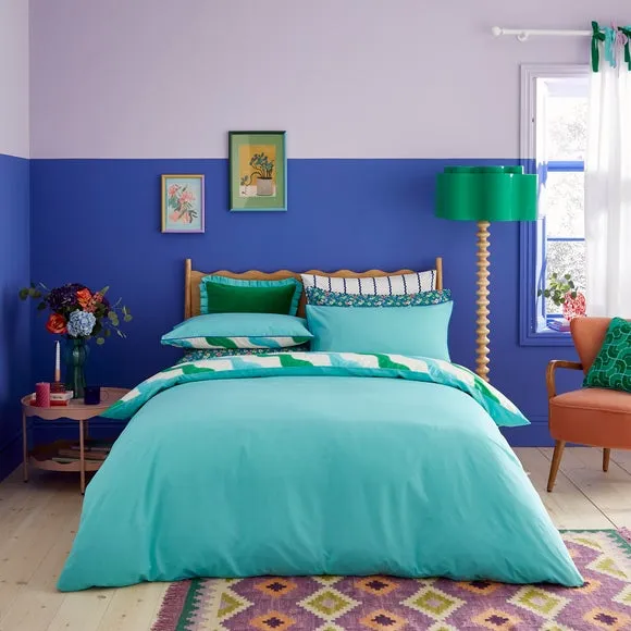 Hazy Wave Duvet Cover Set - Turquoise, Cotton