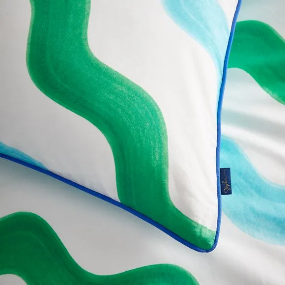 Hazy Wave Duvet Cover Set - Turquoise, Cotton