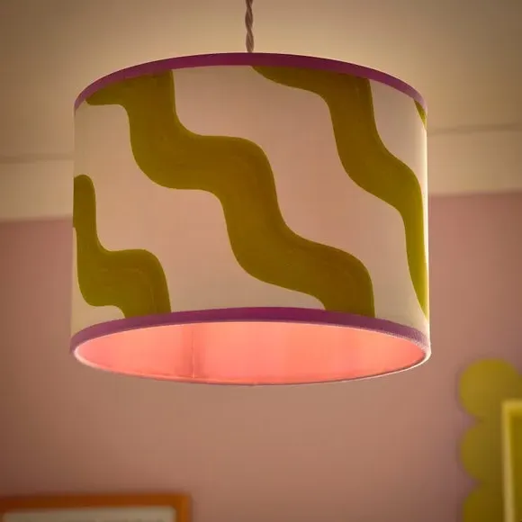 Hazy Wave Lamp Shade - Chartreuse, Fabric