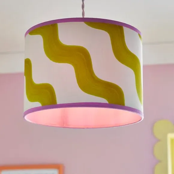 Hazy Wave Lamp Shade - Chartreuse, Fabric image