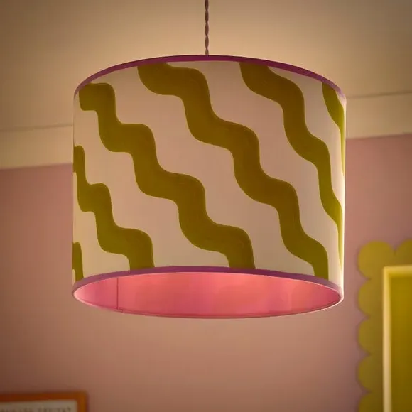 Hazy Wave Lamp Shade - Chartreuse, Fabric