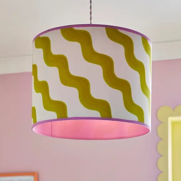 Hazy Wave Lamp Shade - Chartreuse, Fabric