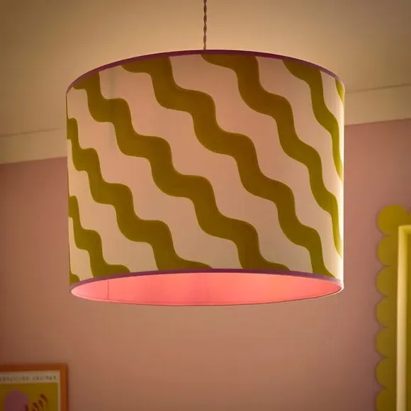 Hazy Wave Lamp Shade - Chartreuse, Fabric