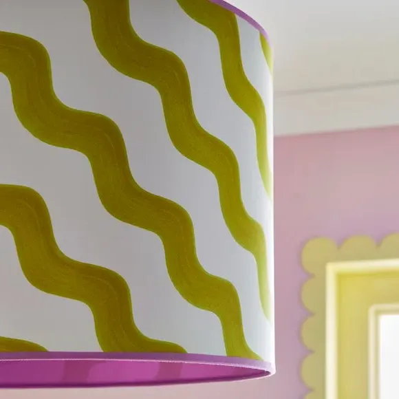 Hazy Wave Lamp Shade - Chartreuse, Fabric