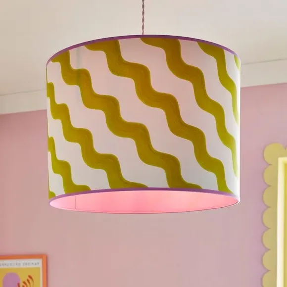Hazy Wave Lamp Shade - Chartreuse, Fabric